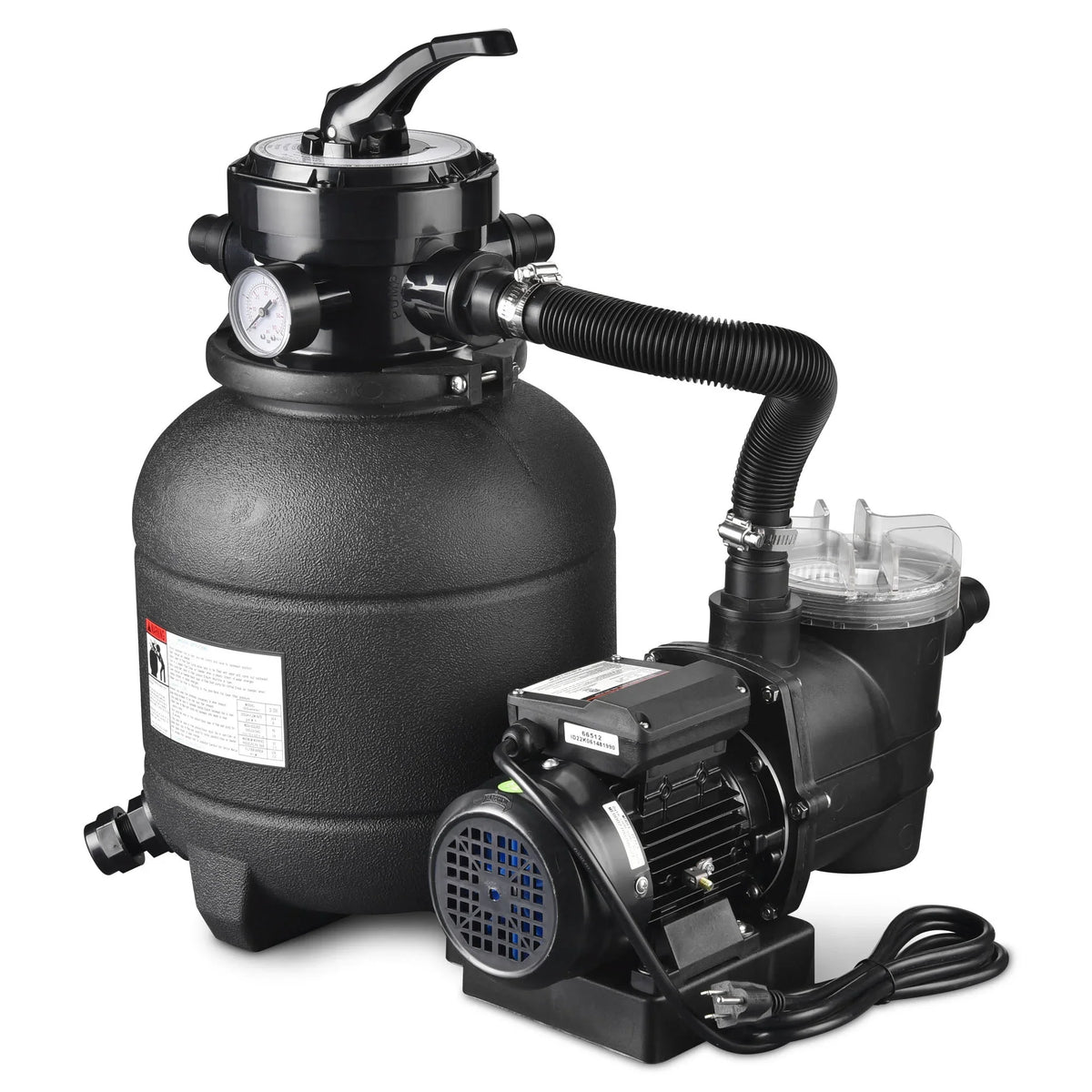 2640GPH Sand Above Strainer Filter Ground w/ Valve Yescom 12" 3/4HP 4-Way Pool for Pump