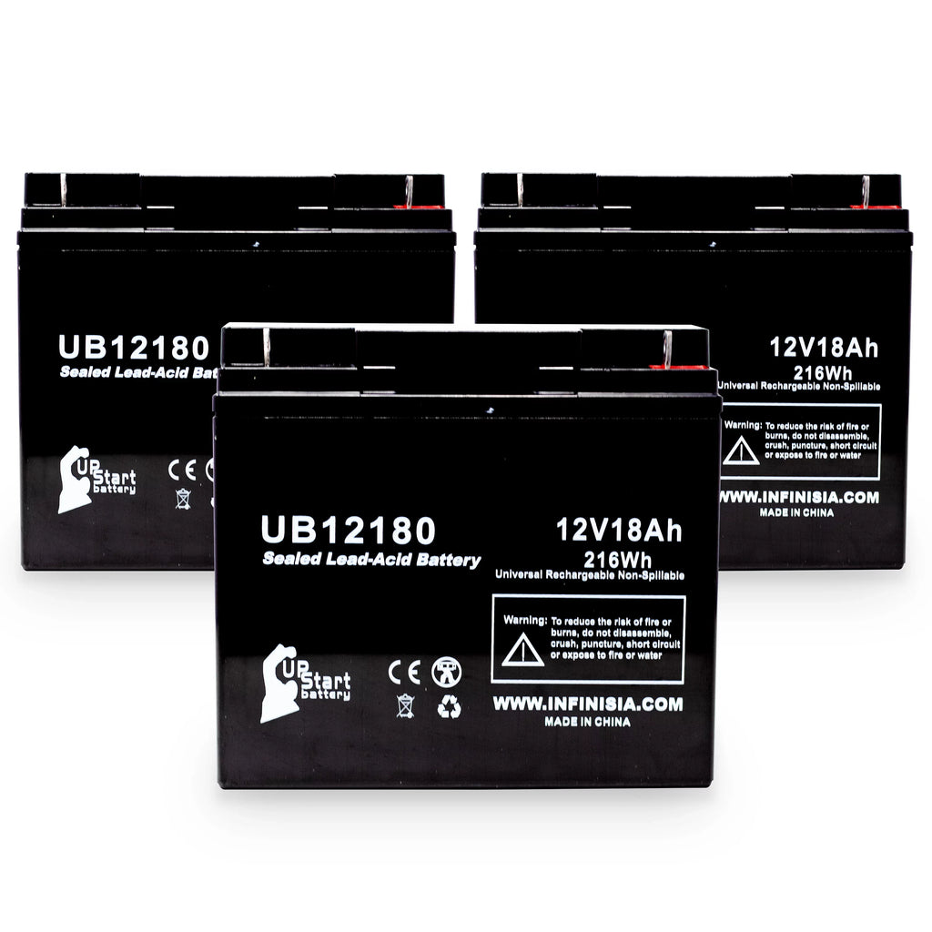 Sealed T4 (12V, Compatible SLA) Acid Battery - 18000mAh, Replacement - Terminal, DATASCOPE 18Ah, UB12180 Pack Universal AGM, 14600003401 3x Lead Battery