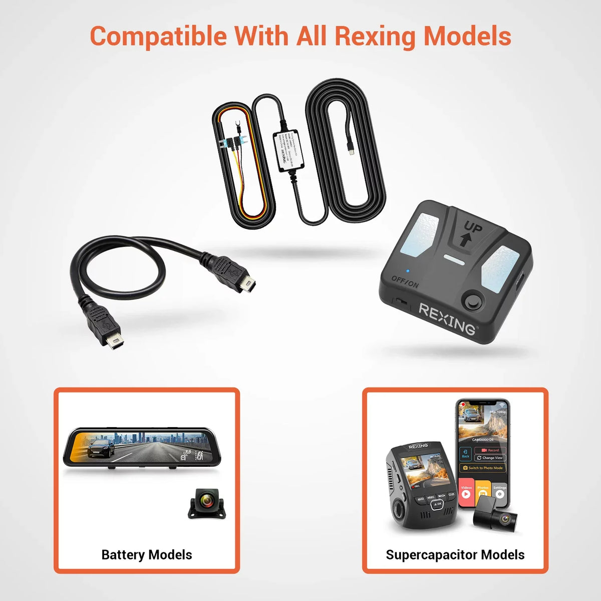 Models Mini-USB All for Hardwire Dash Cam Intelligent Rexing Rexing Kit Port