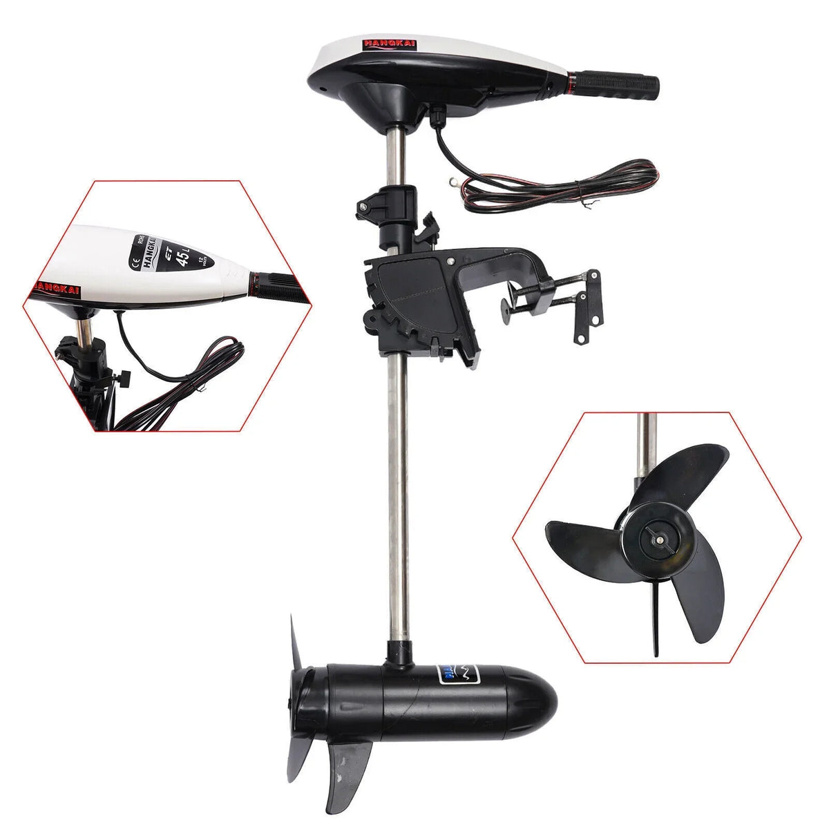 Duty Electric Outboard Motor HANGKAI Engine 45LBS Heavy 12V Motor Boat Trolling