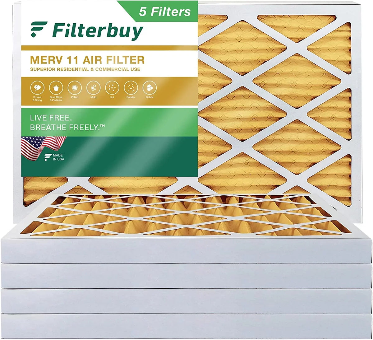 HVAC Air Pleated Filterbuy (5-Pack) Filters MERV Furnace 12x24x2 11 AC