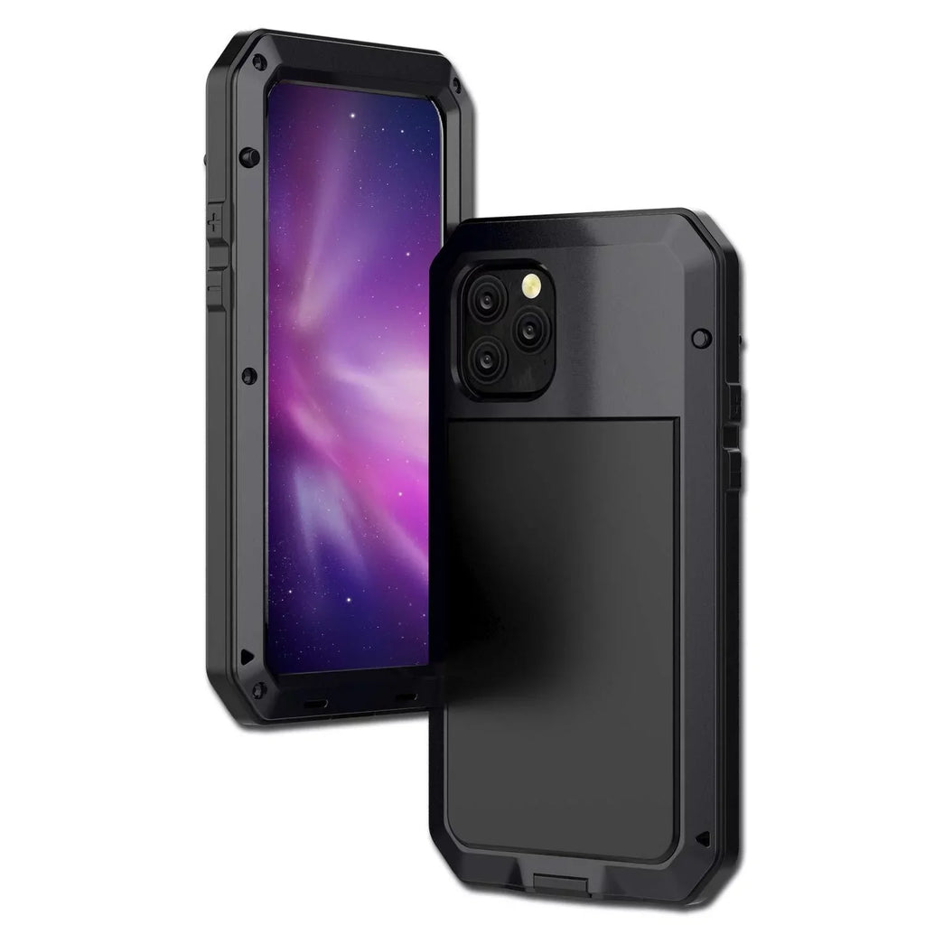 Protection, Heavy Gorilla Pro Glass Case Metal Travel iPhone 15 Rugged Scratch Military Shockproof Duty and exterior Grade Aluminum (Black) Resistant