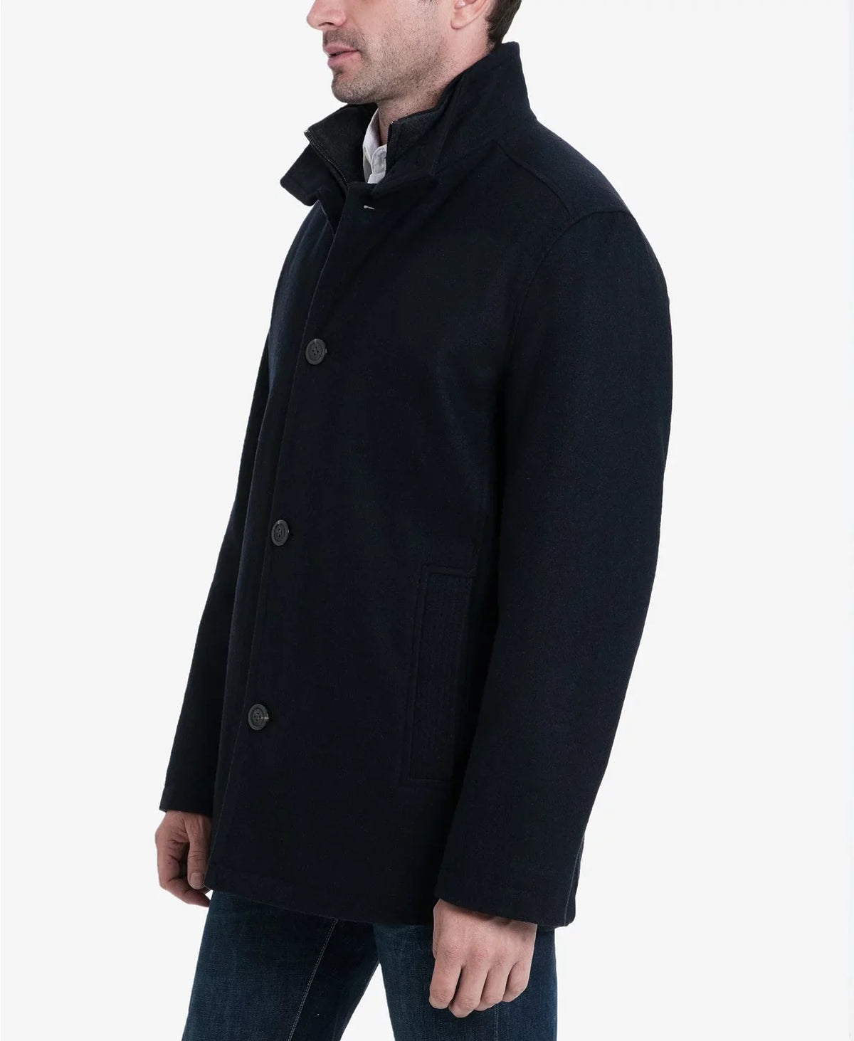Men's Button Fog Charcoal, Coat, Medium Car Blend Wool Front London