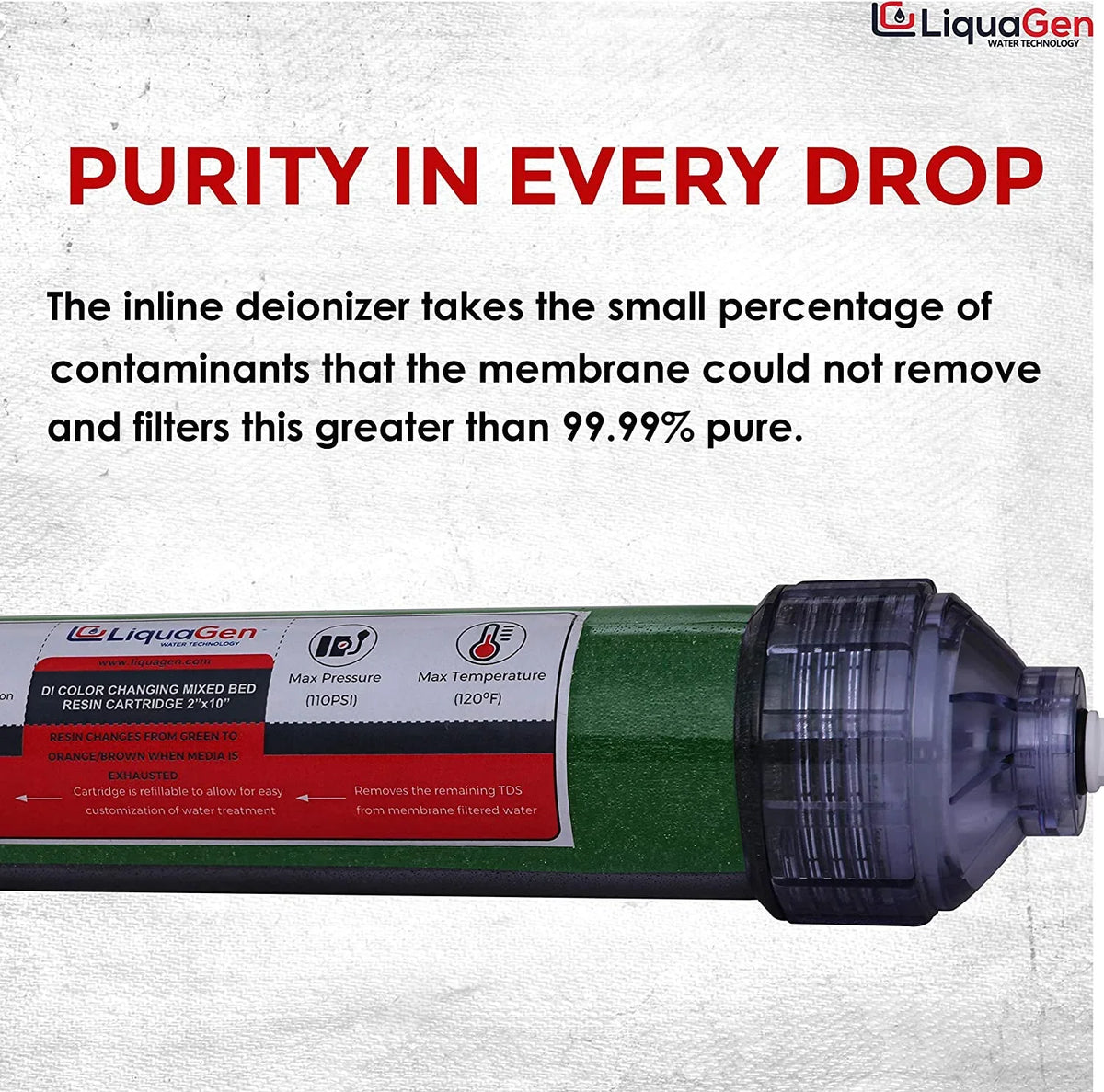 Replacement 1/4" | Easy Systems for Change 2 RO/DI Engineered TDS Inlets Canisters for Inline | liquid (DI) Ultrapure - Pack Deionization Zero Universal Filter