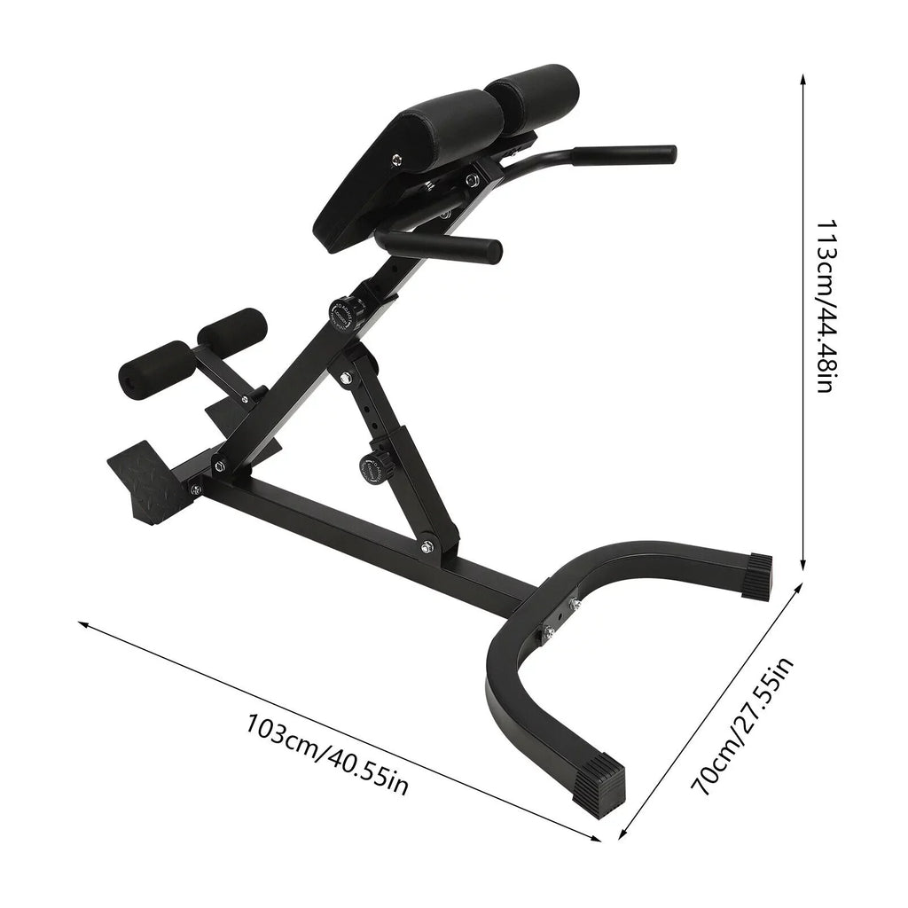 Adjustable Back Machine, Bench Roman in Multi-Functional Extension Hamstring Bench Chair Hyperextension 40.55*27.55*44.48 - Black