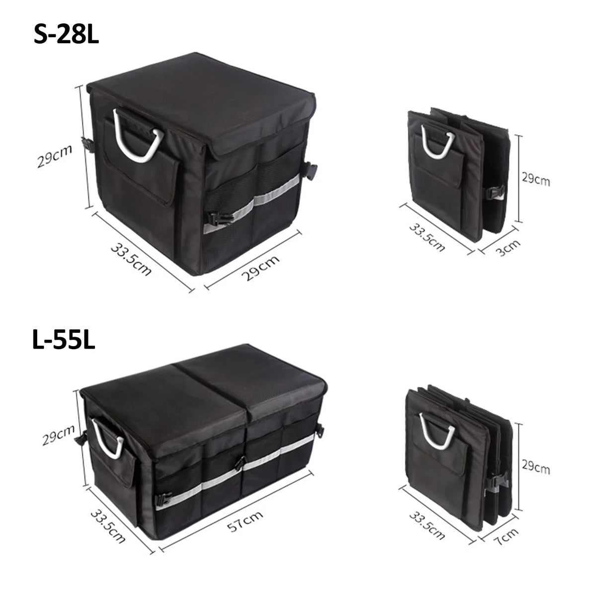 28L Automotive Cargo Storage Box, Car Strip, Trunk Oxford Reflective Cloth Organizer,