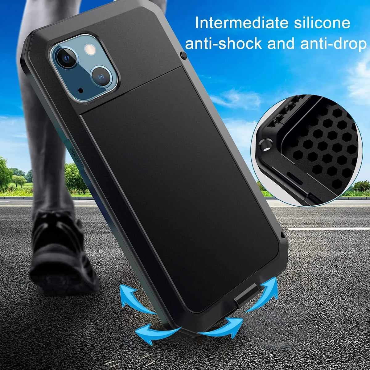 Heavy Travel Case Grade Scratch Rugged iPhone Protection, Military Resistant Duty Pro exterior Glass Metal Shockproof Aluminum and Gorilla (Black) 14