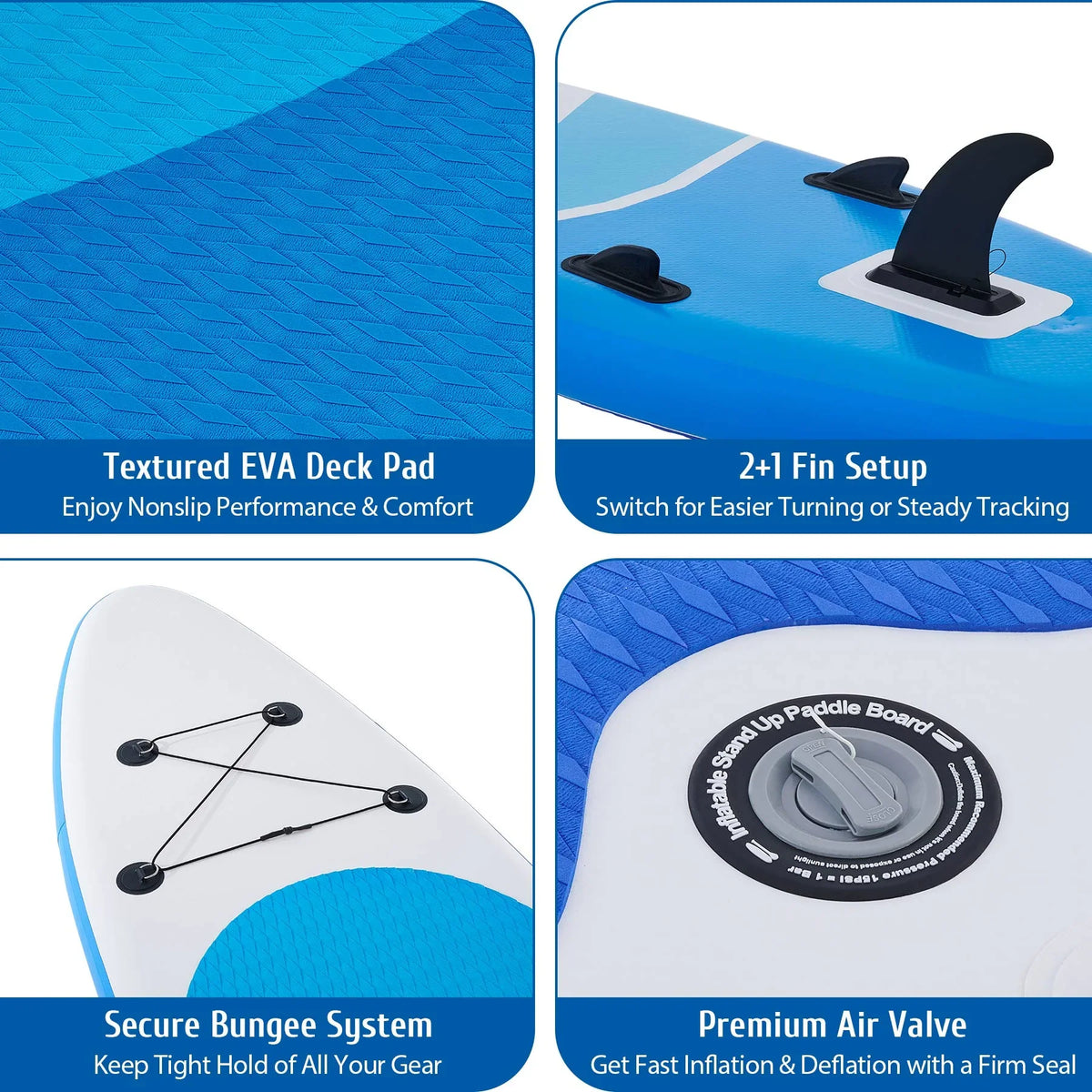 w Set, Paddle Board Board Accessory Inflatable SUP Blue for Hybrid 10'6" Preenex Adults