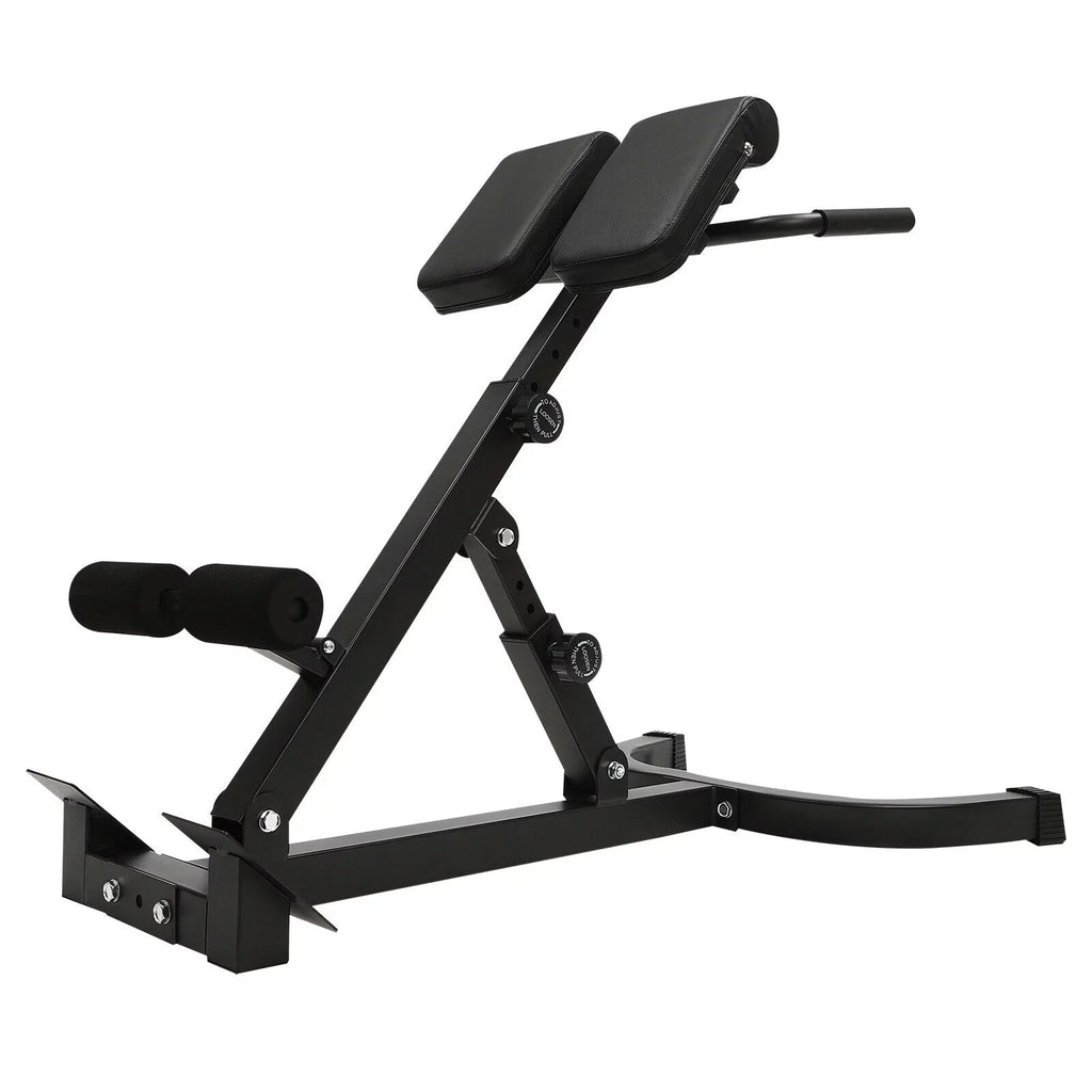 Adjustable Back Machine, Bench Roman in Multi-Functional Extension Hamstring Bench Chair Hyperextension 40.55*27.55*44.48 - Black