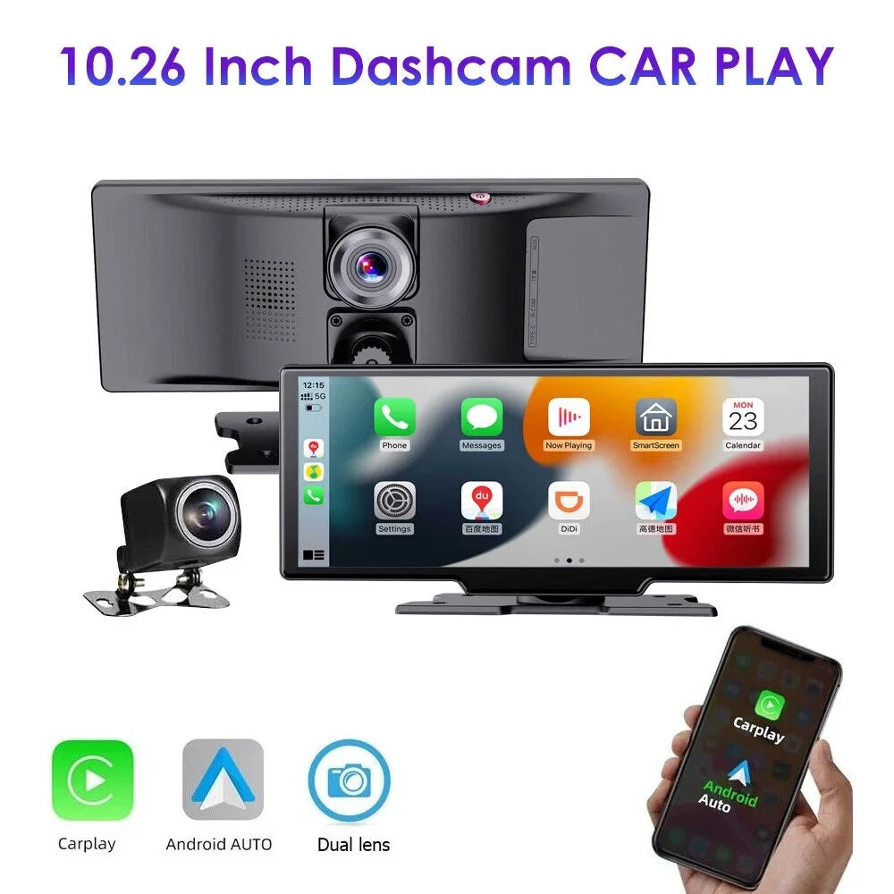 JLLOM 10.26inch Wireless USA Dash 2K Screen Auto 1080P Touch Cam Android CarPlay Car