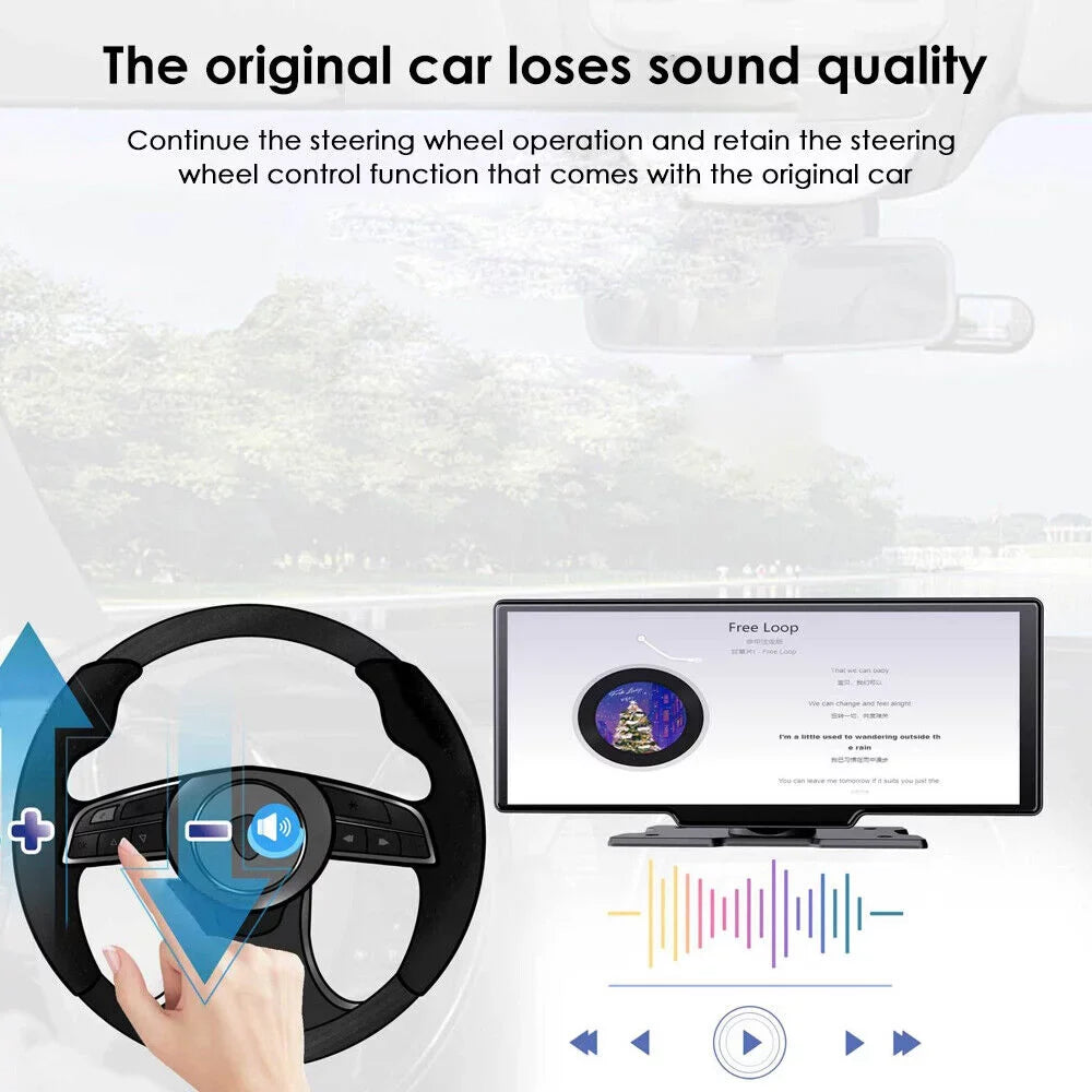 JLLOM 10.26inch Wireless USA Dash 2K Screen Auto 1080P Touch Cam Android CarPlay Car