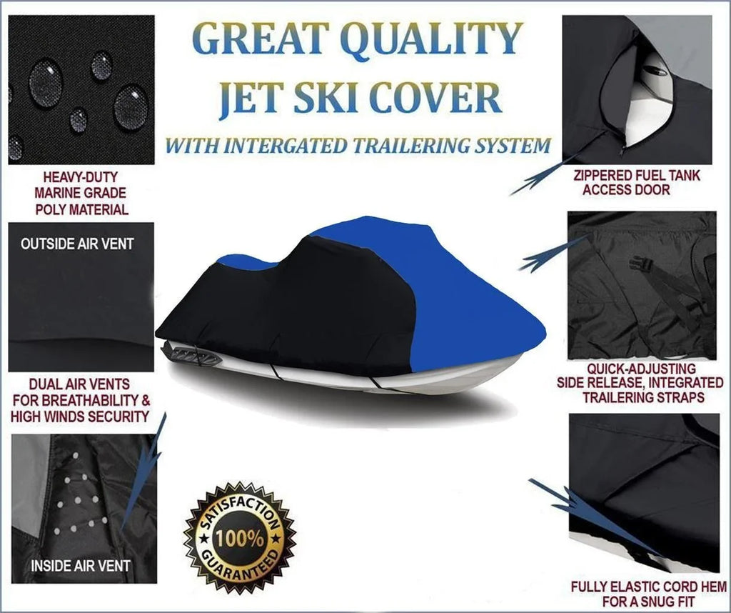 Sea Bombardier JET SKI 600D GTX PWC BLUE Sea-Doo / Cover for 2001 HEAVY-DUTY, BLACK Doo Compatible