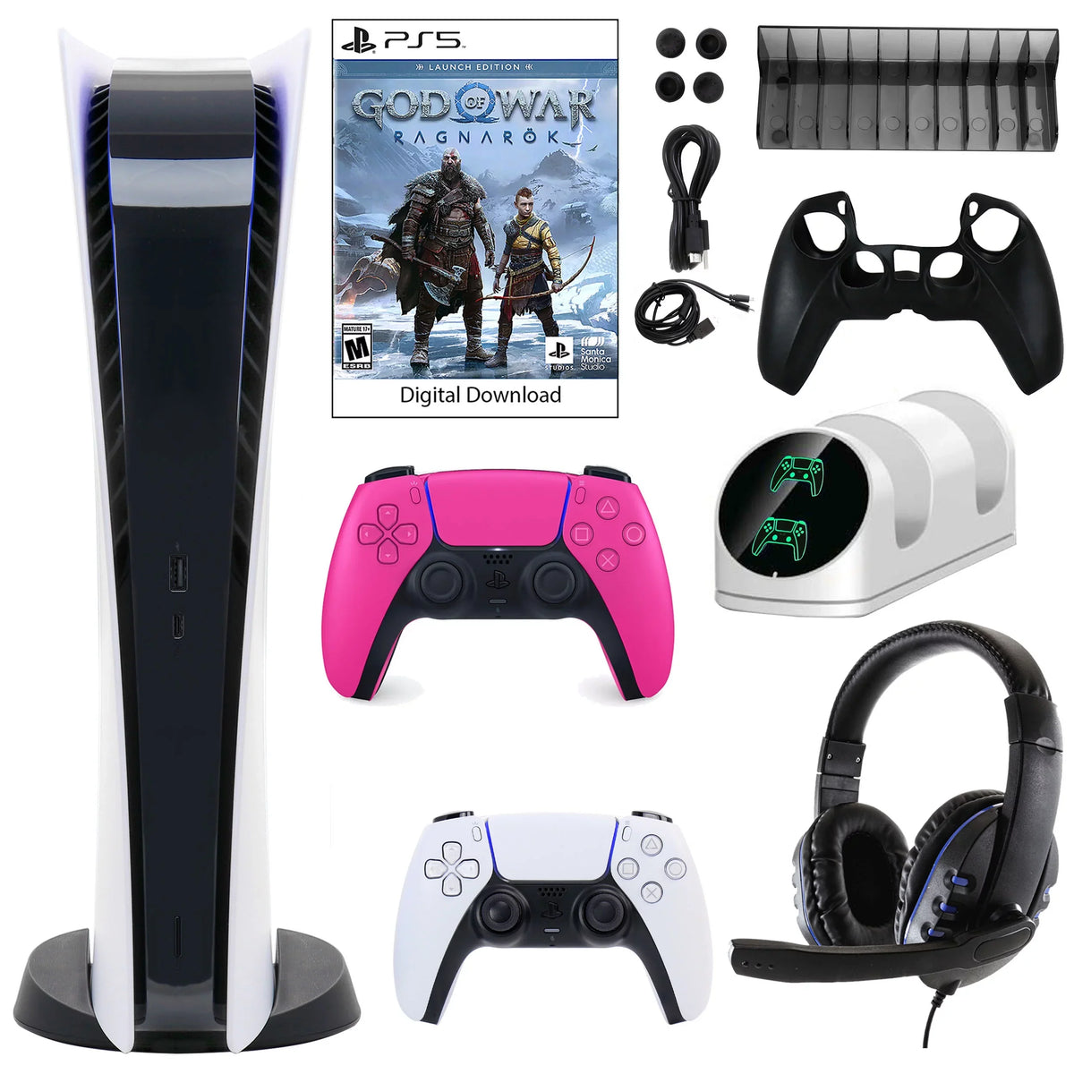 GOW and Kit Console 5 PlayStation Dualsense Accessories Digital Controller Pink Extra with