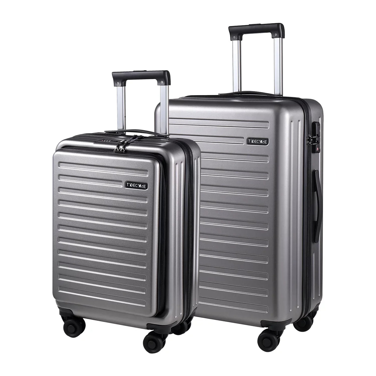37~41L 20 Pocket Piece 65L,Dark Inch with Spinner ABS+PC with Set, Luggage Only Hardshell Lightweight Laptop TSA Lock Expandle, + 24 Wheels, 2 20/24 & Front Inch Suitcase Grey 20 &