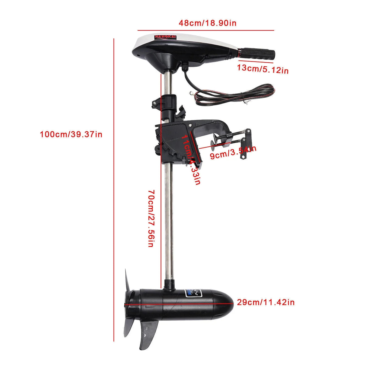Duty Electric Outboard Motor HANGKAI Engine 45LBS Heavy 12V Motor Boat Trolling