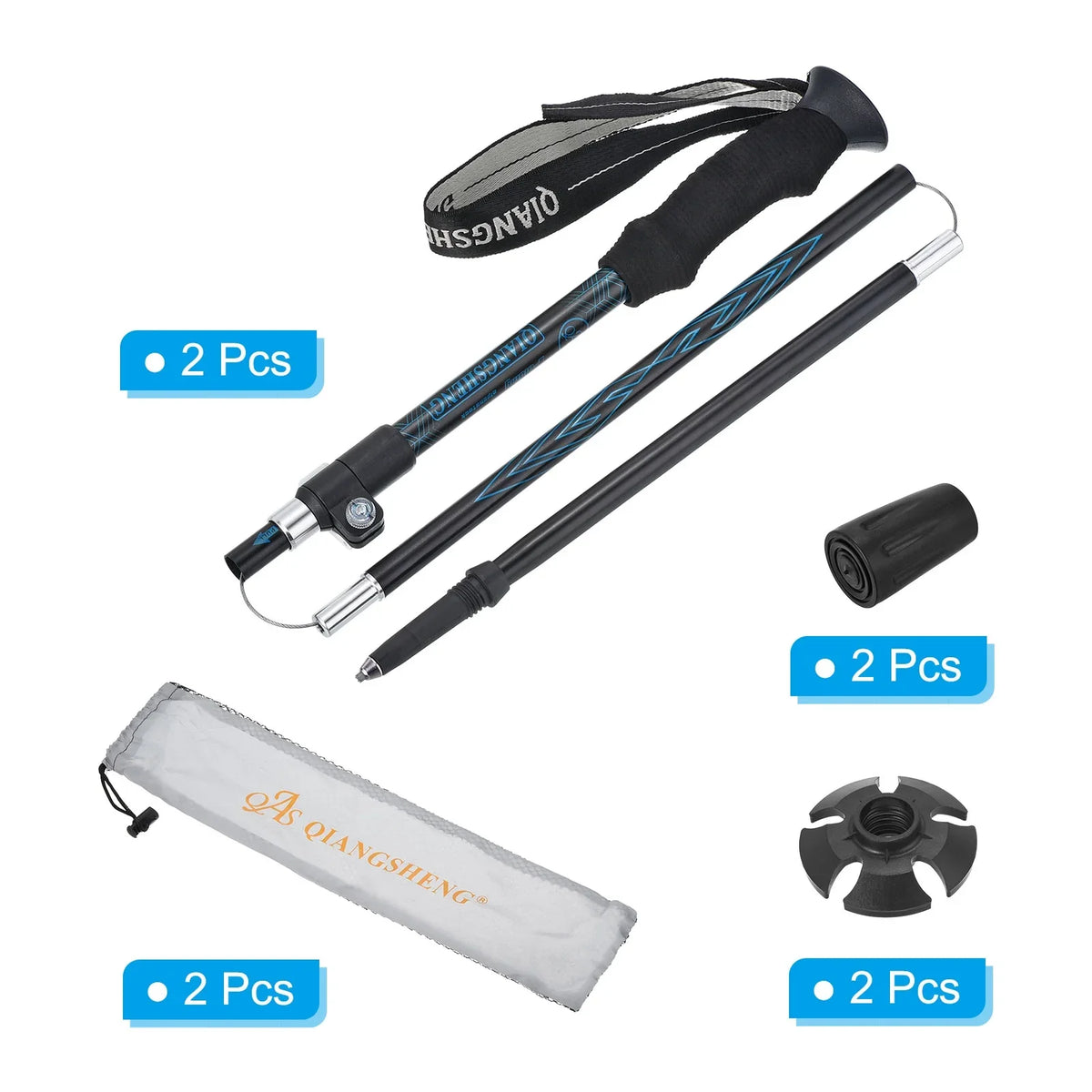 Poles, Hiking Telescopic Blue Uxcell Trekking Collapsible Inch 53 Pole 2Pack