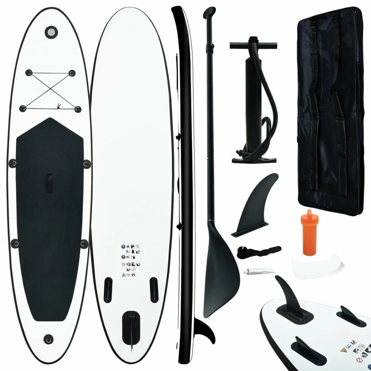 Set White Paddle Board and Inflatable Black Maboto