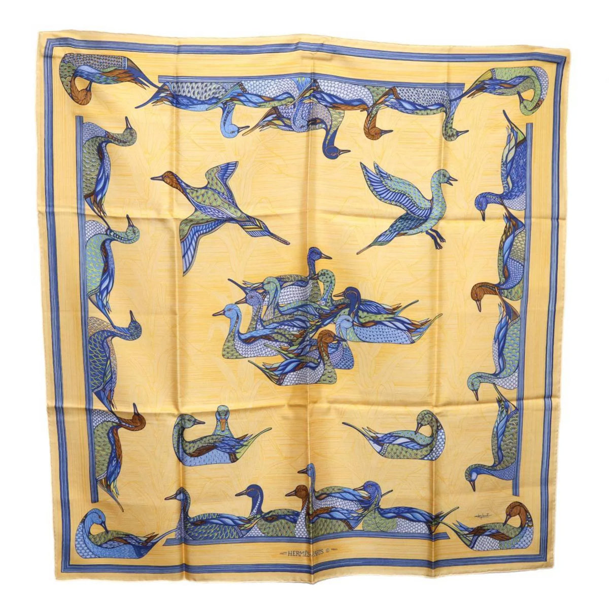 HERMES Pre-Owned 100% pond scarf (Good) Carre duck / muffler silk 90 Hermes
